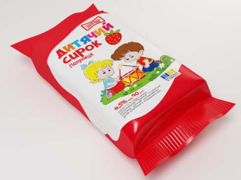 Дитячий сирок з полуницею 4,5% 90гр Злагода